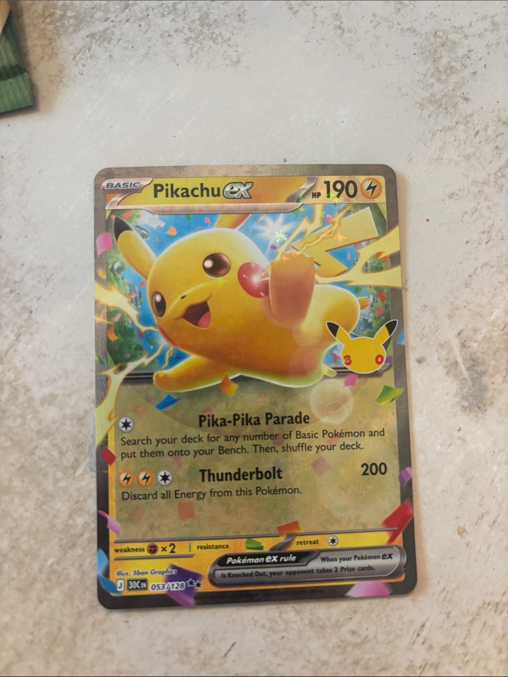 Pokemon Pikachu ex Holo Foil Card - Yellow